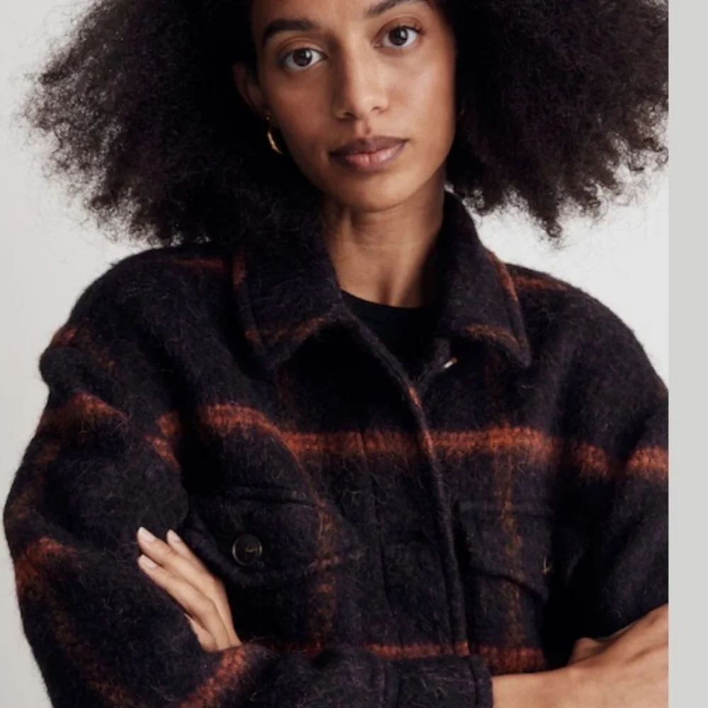 MADEWELL SZ S OVERSIZED SOICED RUM WINDOWPANE LONG COAT NWOT RTL $199 - Picture 6 of 11